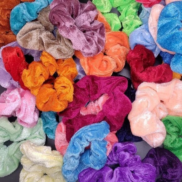 VARIOUS multicolor velvet scrnchie bundle bunch velour hair ties - Picture 1 of 2